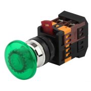 Кнопка «Грибок» AELA-22 BBG20-AELA-K06E d22мм 1з+1р 240В неон зел. Эра Б0045631