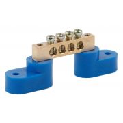 Шина N «ноль» на двух угловых изоляторах ШНИ-6х9-4-У2 NO-222-54 син. (уп.20шт) ЭРА Б0033434