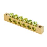 Шина PEN «ноль-земля» 6х9 6 отвер. латунь крепеж по краям PROxima EKF sn0-63-06-k