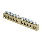 Шина PEN «ноль-земля» 8х12 10 отвер. латунь крепеж по центру PROxima EKF sn0-125-10-c