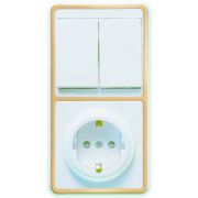 Блок БКВР-035 Бэлла (2-кл. выкл. + евророзетка с защ. шторками) зол. Кунцево 5836