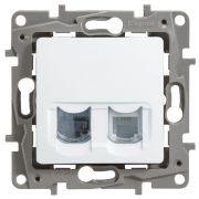 Розетка компьютерная + телефонная 2-м СП Etika RJ45 + RJ11 кат.5E UTP механизм бел. IEK 672252