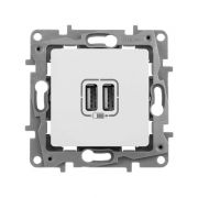 Розетка USB 2-м СП 2мод. Etika 240В/5В 2400мА механизм бел. IEK 672294