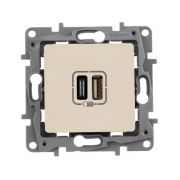 Устройство зарядное Etika с 2-мя USB разъемами A и C 240В/5В 3000мА сл. кость IEK 672336