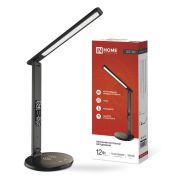 Светильник светодиодный настольный ССО 18Ч 12Вт 3-6.5К 600лм сенсор-диммер часы темп. беспроводн. зарядка с адаптером черн. IN HOME 4690612041087