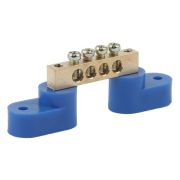Шина N «ноль» на двух угловых изоляторах ШНИ-8х12-4-У2 NO-222-65 син. ЭРА Б0033444