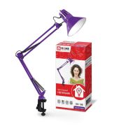 Светильник настольный СНС 13Ф 60Вт E27 230В под лампу на струбцине фиолет. (кор.) IN HOME 4690612035925