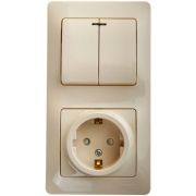 Блок комбинированный Glossa (розетка с заземл. защ. шторки + 2-кл. выкл.) беж. SE GSL000275