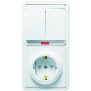 Блок БКВР-210 Бэлла (2-кл. выкл. с подсветкой + розетка с заземл. защ. шторки) бел. Кунцево 5837