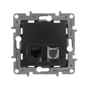 Розетка компьютерная + телефонная 2-м СП Etika RJ45 + RJ11 кат.5E UTP механизм антрацит IEK 672652