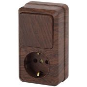 Блок ОП Quadro 2-705-10 (1-м розетка + 1-кл. выкл.) 10(16)А IP20 250В вертикал. венге Intro Б0053886