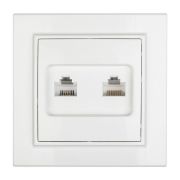 Розетка компьютерная + телефонная 2-м СП Минск RJ45 + Phone бел. Basic EKF ERK00-135-10