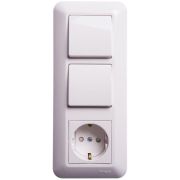 Блок СП Blanca / Прима (розетка с заземл. + 1-кл. + 1-кл. выкл.) (розн. упак.) бел. SE BK2VR-008V-BI