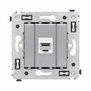 Розетка компьютерная 1-м СП Avanti «Закаленная сталь» RJ45 кат.6 без шторок механизм DKC 4404693