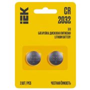 Элемент питания дисковый литиевый CR2032 (блист.2шт) IEK ABT-CR2032-OP-L02