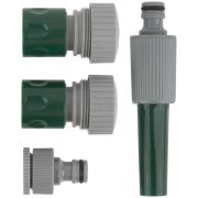 Набор поливочный 4шт 3/4дюйм ( насадка для полива; соединитель; соединитель с автостопом; адаптер внешний ) FIT 77292