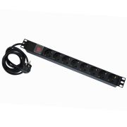 Блок распределения питания 19дюйм 16А/250В 8 розеток (Schuko) SUPRLAN 05-0419