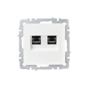 Розетка компьютерная двойн. СП RJ45 кат.6 BRITE РК11-2-БрБ механизм бел. IEK BR-K20-2-K01