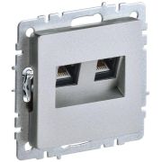 Розетка компьютерная двойн. СП RJ45 кат.6 BRITE РК11-2-БрА механизм алюм. IEK BR-K20-2-K47