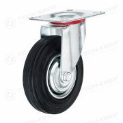 Колесо промышленное поворотное с резиновой шиной и роликоподшипником площадка d125 без тормоза оцинк. (уп.1шт) Tech-Krep/Zitar 127473