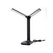 Светильник светодиодный настольный UF-819 C02 12Вт 6000К 3ур. яркости 2 плафона кожа черн. Ultraflash 15164