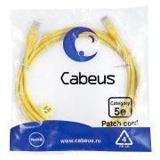 Патч-корд U/UTP кат.5E PC-UTP-RJ45-Cat.5e-3m-YL 2xRJ45/8p8c неэкранир. PVC 3м желт. Cabeus 7683c
