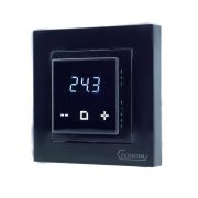 Термостат програмируемый с сенсорными кнопками и датчиком темпер. пола без расписания совместим с рамками с внутрен. размером 56х56мм Schneider Unica Exxact и Legrand Valena черн. Extherm ET-43(b)