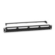 Патч-панель 19дюйм 1U 24 порта RJ45 кат.6 Dual IDC с задн. кабельн. организатором new Cabeus 10589c