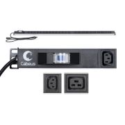 Блок розеток для 19дюйм шкафов PDU-16-14C13-10C19-B-C14 вертик. 10 розеток IEC 320 C19 14 розеток IEC 320 C13 10А автомат защиты алюм. корпус шнур с вилкой IEC 320 С14 2м Cabeus 9553c