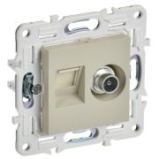 Розетка двойная TV+RJ45 кат.5E SKANDY SK-A14B беж. IEK SK-AK20-1-K10