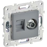 Розетка двойная TV+RJ45 кат.5E SKANDY SK-A14Gr сер. IEK SK-AK20-1-K03