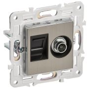 Розетка двойная TV+RJ45 кат.5E SKANDY SK-A14N никель IEK SK-AK20-1-K50