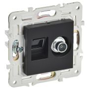 Розетка двойная TV+RJ45 кат.6E SKANDY SK-A15Bl черн. IEK SK-AK20-2-K02