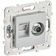 Розетка двойная TV+RJ45 кат.6E SKANDY SK-A15S серебр. IEK SK-AK20-2-K23