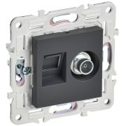 Розетка двойная TV+RJ45 кат.6E SKANDY SK-A15T титан IEK SK-AK20-2-K48