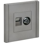 Розетка 2-м TV+RJ45 кат.5E FORTE&PIANO FP536 сталь IEK FP-AK20-1-K46