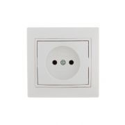 Розетка 1-м СП Mira 16А IP20 без заземл. с бел. вставкой керамика бел. LEZARD 701-0202-121