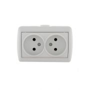 Розетка 2-м ОП Nata 16А IP20 без заземл. керамика бел. LEZARD 710-0200-128