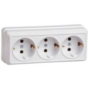 Розетка 3-м ОП Октава РС23-3-ОБ 16А IP20 с заземл. бел. GENERICA ERO31-K01-16-DC