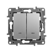 Выключатель 2-кл. СП Etika 10А IP20 250В 10AX с подсветкой/индикацией авт. зажимы механизм алюм. IEK 672404