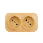 Розетка 2-м ОП Quteo 16А IP20 250В 2х2P без заземл. без защ. шторок дерево IEK 782281