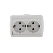 Розетка 2-м ОП Nata 16А IP20 с заземл. керамика бел. LEZARD 710-0200-127
