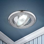 Светильник точечный DK18 CH/SH SL 50Вт MR16 12В декор «круглый со стекл. крошкой» хром./серебр. ЭРА C0043759