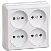 Розетка 4-м ОП Октава 10А IP20 без заземл. бел. GENERICA ERO40-K01-10-DC