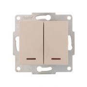 Выключатель 2-кл. 1п СП Karina 10А IP20 с подсветкой механизм крем. LEZARD 707-0388-112