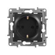 Розетка 1-м СП Etika 16А IP20 250В 2P+E с заземл. немецк. стандарт винтов. клеммы механизм антрацит IEK 672621
