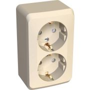 Розетка 2-м ОП Этюд 16А IP20 250В с заземл. защ. шторки крем. SE PA16-008K