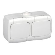 Розетка 2-м ОП Рондо 16А IP44 250В с заземл. защ. шторки с крышкой бел. SchE RA16-227B-BI