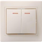 Выключатель 2-кл. СП Кварта 10А IP20 ВС10-2-1-ККм с индикацией крем. GENERICA EVK21-K33-10-DM