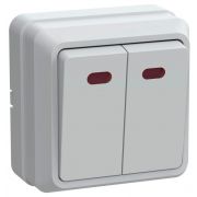 Выключатель 2-кл. ОП Октава 10А IP20 ВС20-2-1-ОБ с индикацией бел. GENERICA EVO21-K01-10-DC